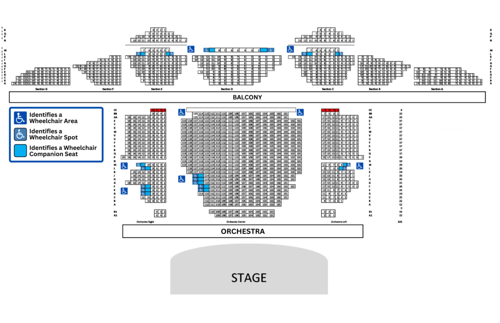 Pueblo Memorial Hall ADA Seating Map - Theatre